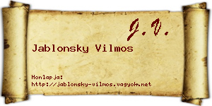 Jablonsky Vilmos névjegykártya